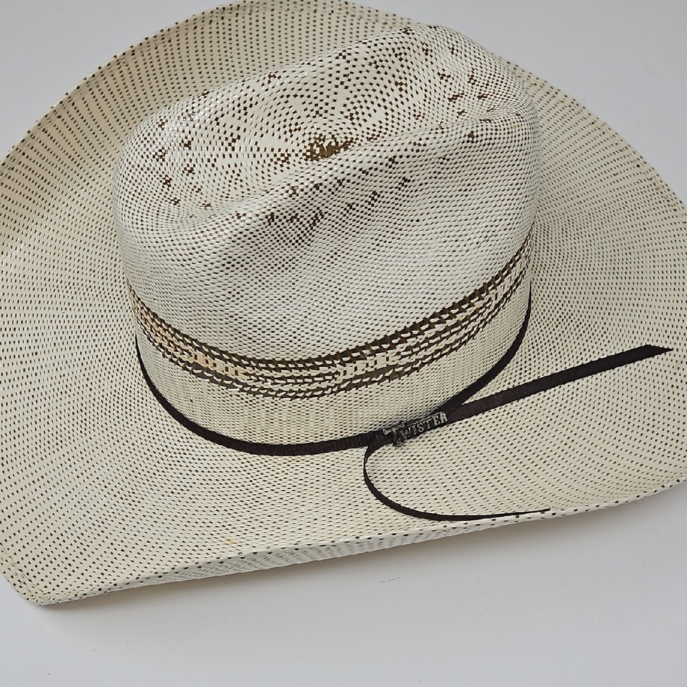 Twister Natural Straw Cowboy Hat with Brown Trim